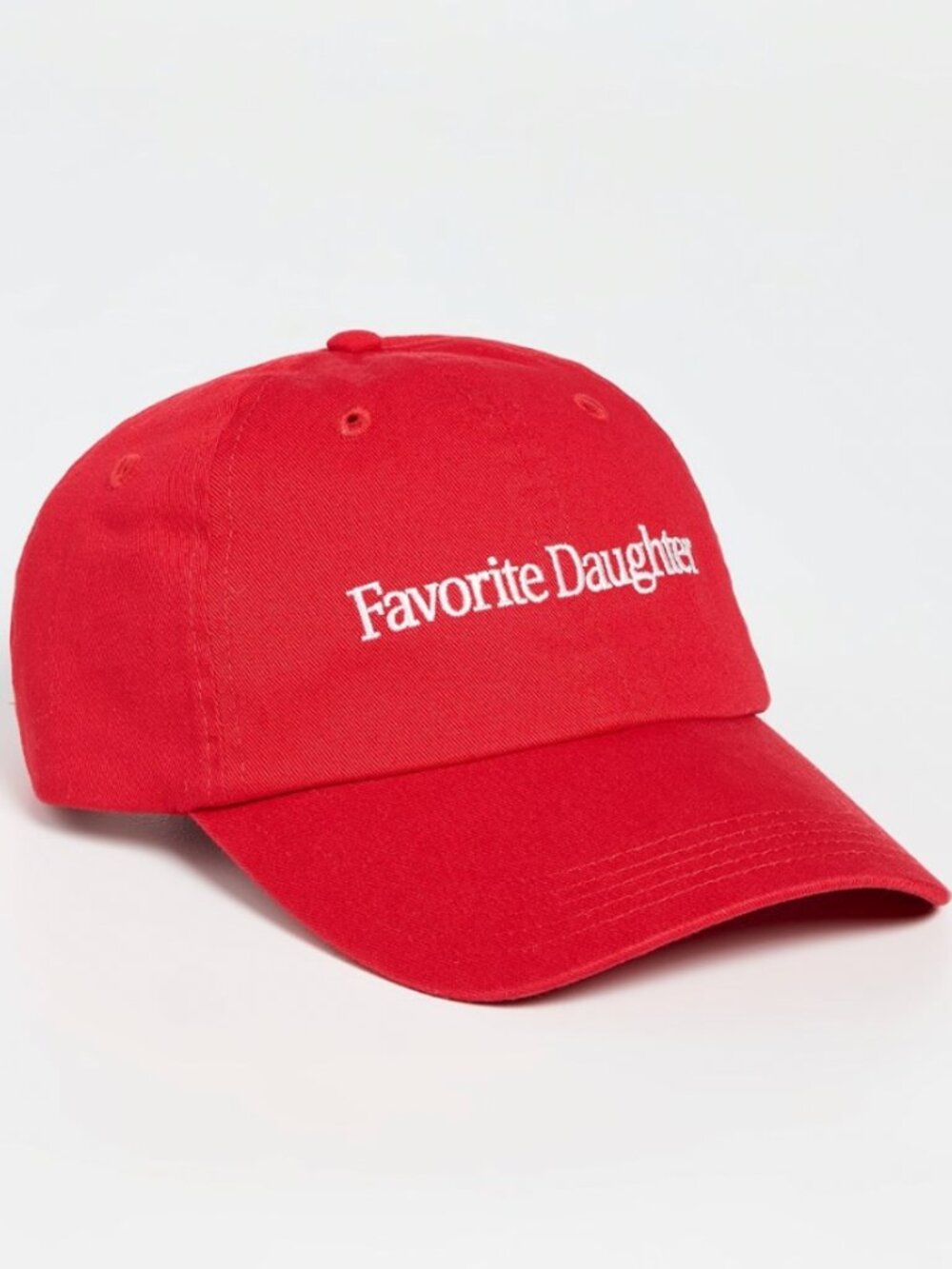Favorite Daughter Red Baseball Cap with White Embroidered Logo